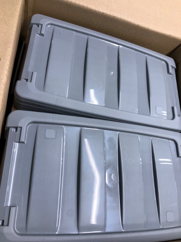 Photo 1 of Amazon Basics 5 Quart Stackable Plastic Storage Bins with Latching Lids- Clear/ Grey- Pack of 10 5 Qt. - 10 Pack
