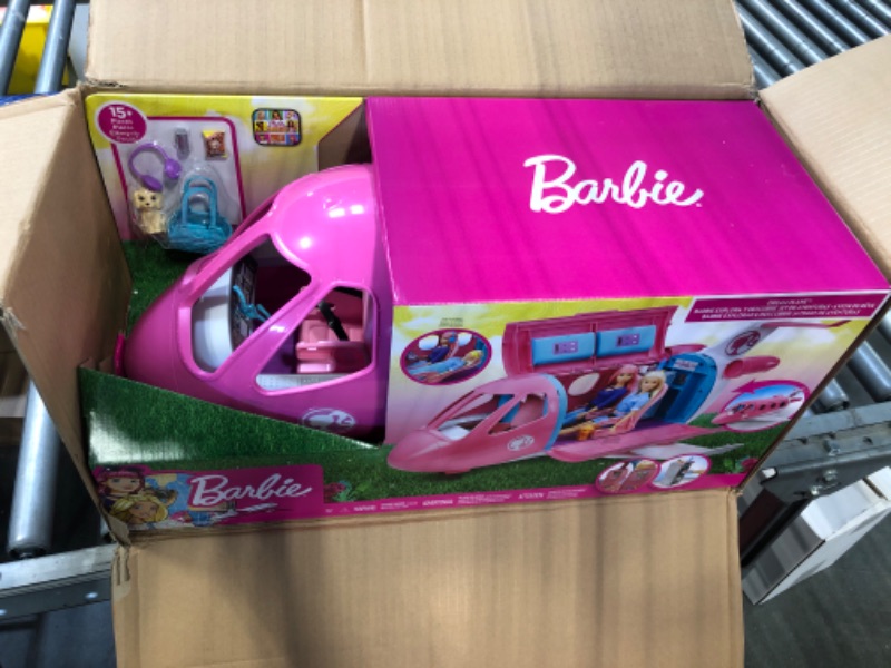 Photo 3 of Barbie Dreamplane Airplane Toys Playset with 15+ Accessories Including Puppy, Snack Cart, Reclining Seats and More Standard