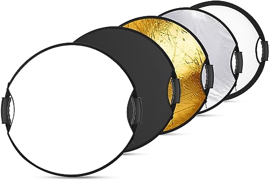 Photo 1 of  22"/56cm Light Reflector with Handle Grip with 3/8" Thread, 5 in 1 Collapsible Disc Light Diffuser Translucent/Silver/Gold/White/Black for Photography Lighting, Outdoor Lighting, RF-56II
