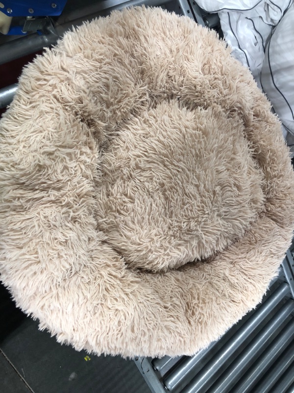 Photo 3 of Active Pets Plush Calming Dog Bed, Donut Dog Bed for Small Dogs, Medium & Large, Anti Anxiety Dog Bed, Soft Fuzzy Calming Bed for Dogs & Cats, Comfy Cat Bed, Marshmallow Cuddler Nest Calming Pet Bed Medium 30" Beige