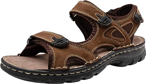 Photo 1 of Jousen Men's Sandals Leather Open Toe Beach Sandal Outdoor Summer Sport Sandals