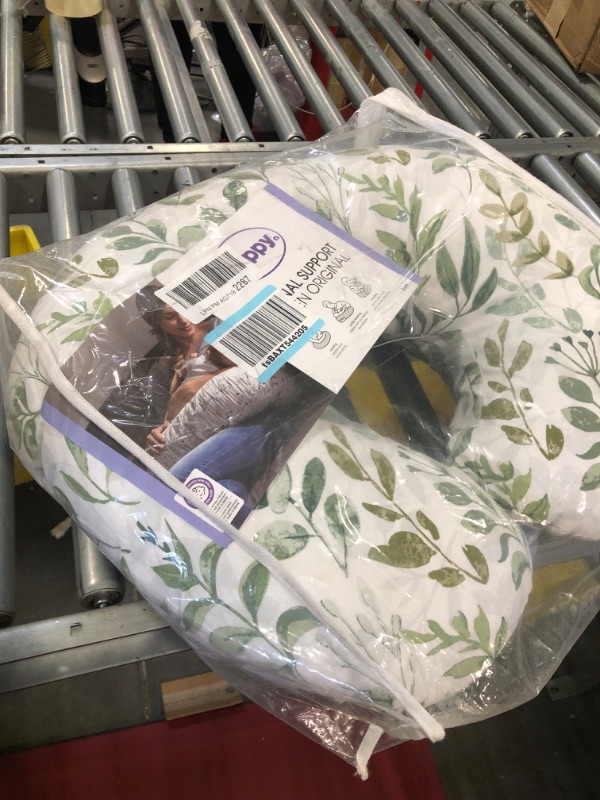 Photo 1 of Boppy Original Support Nursing Pillow, Green Foliage, Ergonomic Breastfeeding, Bottle Feeding, and Bonding, Firm Hypoallergenic Fiber Fill, Removable Cover, Machine Washable