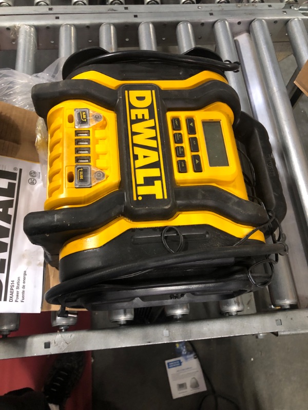 Photo 3 of DEWALT DXAEPS14 1600 Peak Battery Amp 12V Automotive Jump Starter/Power Station with 500 Watt AC Power Inverter, 120 PSI Digital Compressor, and USB Power , Yellow