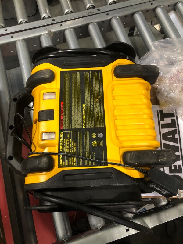 Photo 4 of DEWALT DXAEPS14 1600 Peak Battery Amp 12V Automotive Jump Starter/Power Station with 500 Watt AC Power Inverter, 120 PSI Digital Compressor, and USB Power , Yellow