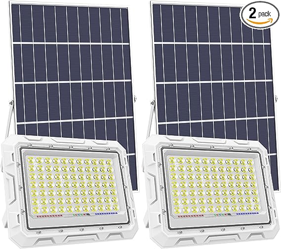 Photo 1 of AKOFUN 2 Pack 600W LED Solar Flood Lights, 30000 Lumens Solar Street Lights Outdoor Waterproof with Remote Control Security Lighting for Yard, Garden, Pathway