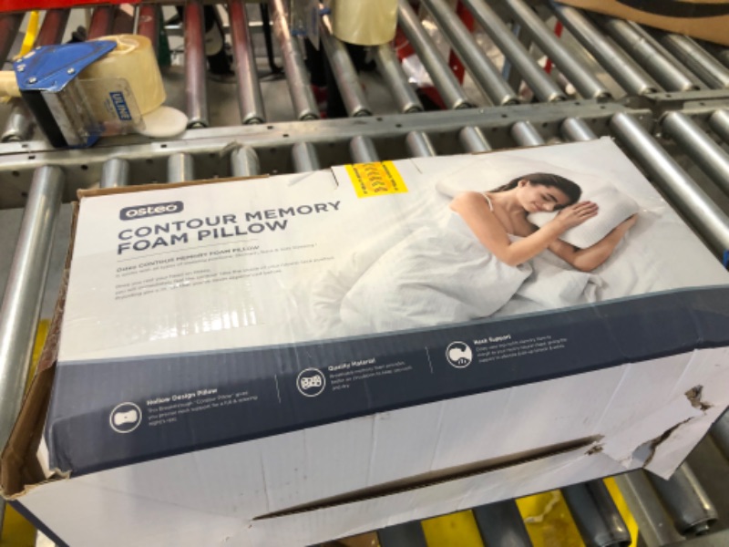 Photo 1 of Osteo Cervical Pillow for Neck Pain Relief, Hollow Design Odorless Memory Foam Pillows with Cooling Case, Adjustable Orthopedic Bed Pillow for Sleeping, Contour Support for Side Back Stomach Sleepers Queen(25.5*16.5*5.2/4.1 inches) White