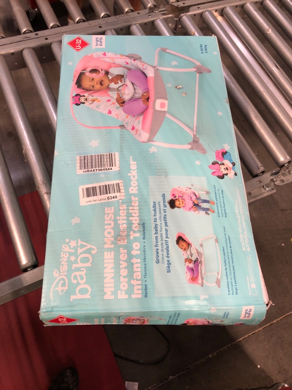 Photo 2 of Bright Starts Disney Baby Minnie Mouse Infant to Toddler Rocker with Vibrations and Removable Toy Bar - Forever Besties, Newborn + Minnie Forever Besties