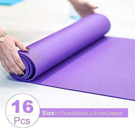 Photo 1 of 3 mm Thick Yoga Mat Exercise Workout Mat Non Slip Fitness Yoga Pad for Women Gym Home Yoga Pilates purple