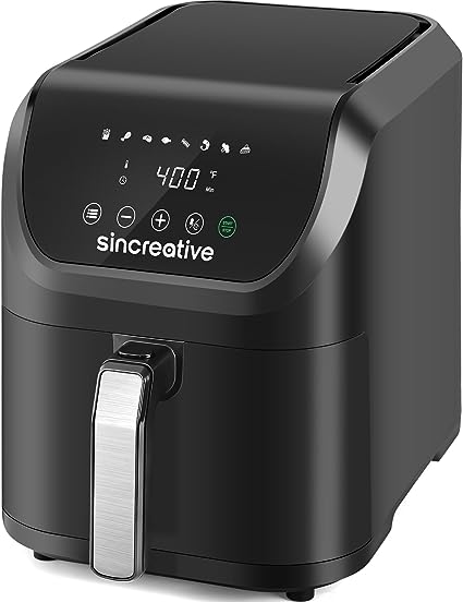 Photo 1 of Air Fryer 5.3 QT, 8-in-1 Compact Hot Air Fryers, Electric Oilless Small Airfryer with Digital LCD Touch Screen, Non-Stick Basket, Recipe Book and Disposable Paper Liners, Gift for Mom Women Wife

