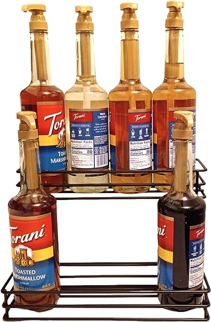 Photo 1 of 8 Bottle Capacity Syrup Rack- Coffee Syrup Holder Orgnizer- Coffee Syrup Stand Shelf for Coffee Bar - Countertop Freestanding Tabletop Liquor Wine Rack- Syrup Stand Display for Dressings Cocktail