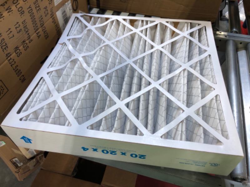 Photo 1 of Aerostar 20x20x4 MERV 8 Pleated Air Filter, AC Furnace Air Filter, 6 Pack (Actual Size: 19 1/2"x24 1/2"x3 3/4"), White