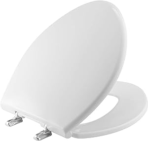 Photo 1 of BEMIS 1000CPT Paramount Heavy Duty OVERSIZED Closed Front Toilet Seat with 1,000 lb Weight limit will Never Loosen & Reduce Call-backs, ROUND/ELONGATED, Plastic, White
