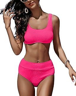 Photo 1 of Heathyoga High Waisted Bikini Sets for Women Two Piece Swimsuit Swimwear Crossover Bathing Suits for Women Tummy Control