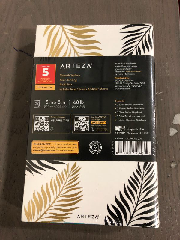 Photo 2 of ARTEZA Small Pocket Notebook Set - 5 in x 8 in- 5 Count (NOTEBOOKS ONLY) - SEALED