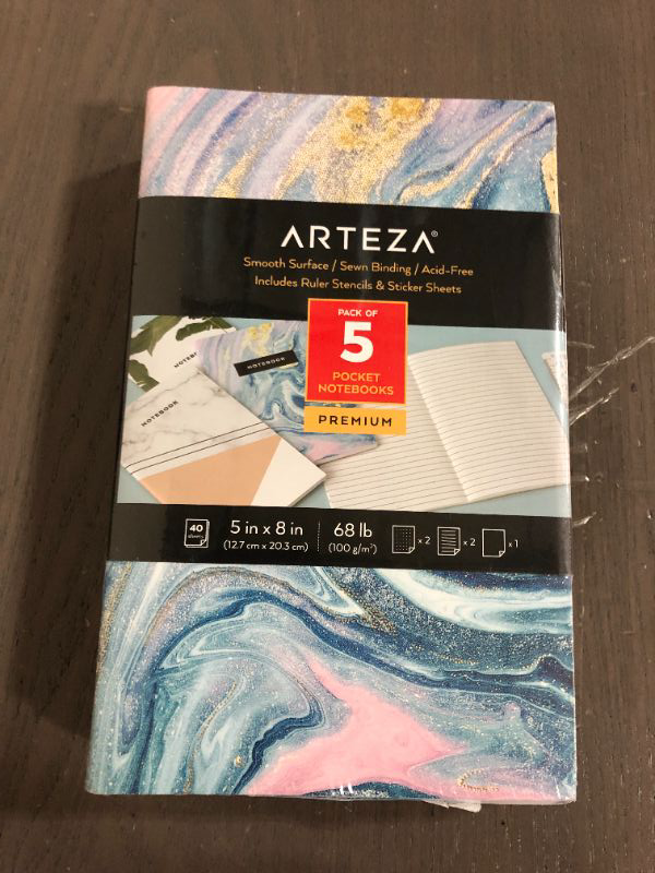 Photo 3 of ARTEZA Small Pocket Notebook Set, 5 Pcs, 5 x 8 inches Disposable Fountain Pens, Set of 12, Art Supplies for Sketching, Journaling, and Doodling