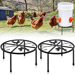 Photo 1 of 2Pcs Metal Stand for Chicken Feeder Waterer,Chicken Water Feeder Stand Holder with 4 Legs,Rustproof Iron Round Supports Rack for Buckets Barrels,Poultry Chicken Coop Accessories Outdoor Indoor