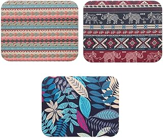 Photo 1 of 3pcs Mouses pad Computer Peripherals Accessory Ethnic Style Canvas Rubber Non-Slip Tablet Mat Desk Cushion for Office Laptop(Mix)
