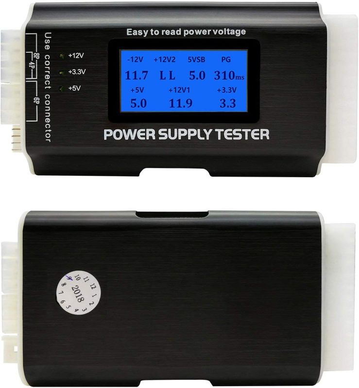 Photo 1 of Computer PC Power Supply Tester, ATX/ITX/IDE/HDD/SATA/BYI Connectors Power Supply Tester, 1.8'' LCD Screen (Aluminum Alloy Enclosure)