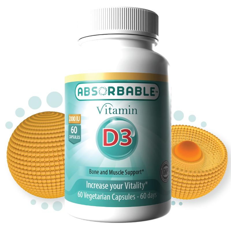 Photo 1 of 2 Pack - ABSORBABLE Liposomal Vitamin D3 Supplement 2000 IU, High Absorbancy, Bone & Muscle Support 60 Vegetarian Capsules 2 Month Supply, A Nutritional Research Co Product