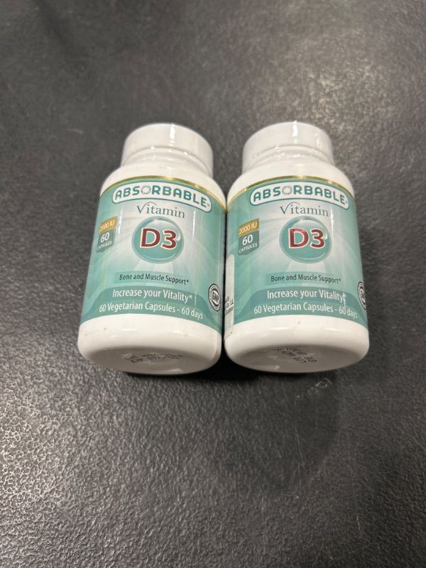 Photo 3 of 2 Pack - ABSORBABLE Liposomal Vitamin D3 Supplement 2000 IU, High Absorbancy, Bone & Muscle Support 60 Vegetarian Capsules 2 Month Supply, A Nutritional Research Co Product