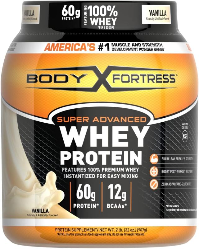 Photo 1 of 2 Pack - Body Fortress Super Advanced Whey Protein Powder, Vanilla Flavored, Gluten Free, 2 Lb
