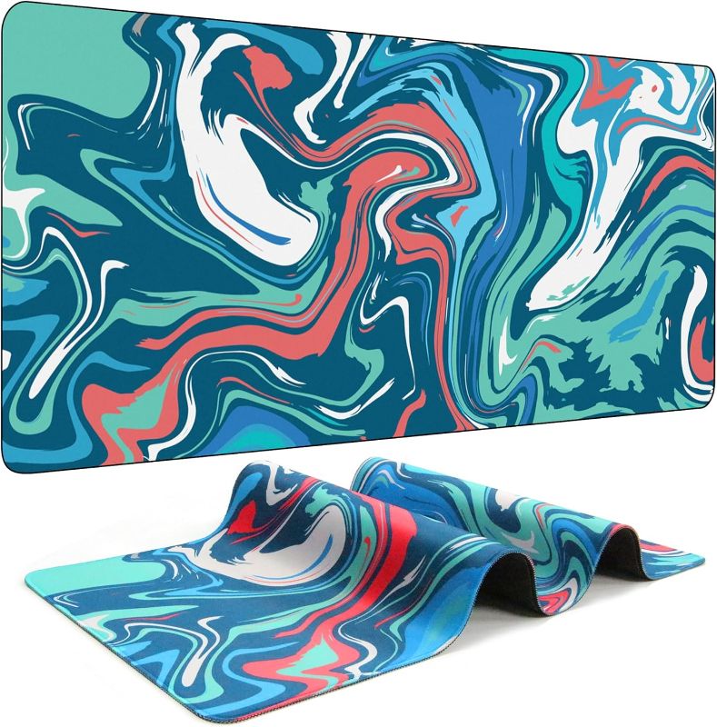 Photo 1 of ?5 Colors 3 Sizes?Marbled Design Fluid Pattern Gaming Mouse Pad Extended Big Mouse Pad Large Desk Pad Long Computer Keyboard Mouse Mat Mousepad Office Desk Accessories Gifts - 31.5"L*11.8"W
