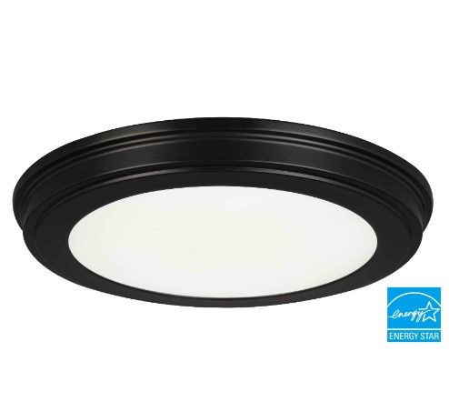 Photo 1 of 13 in. Matte Black 3-CCT LED Round Flush Mount, Low Profile Ceiling Light 
