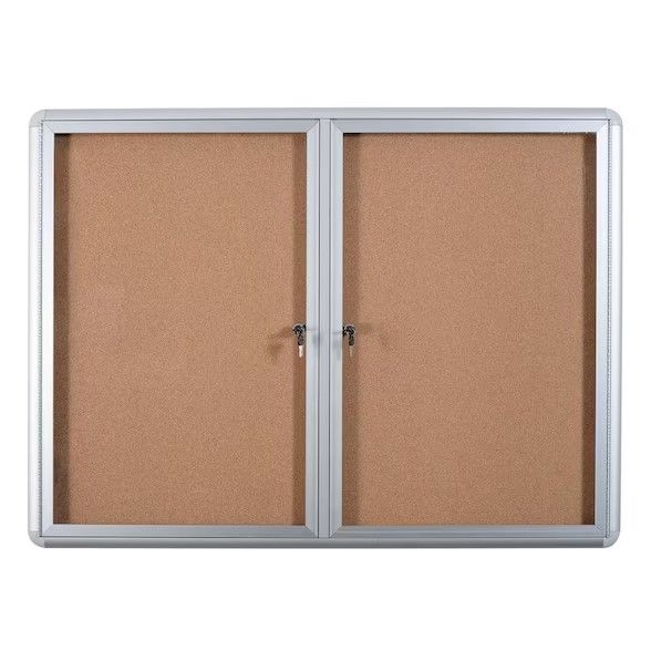 Photo 1 of 36 in. x 48 in. Enclosed Cork Bulletin Board With Aluminum Frame
