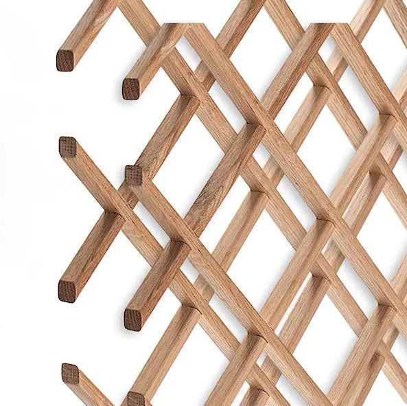 Photo 1 of 14-Bottle Trimmable Wine Rack Lattice Panel Inserts in Unfinished Solid North American Red Oak
