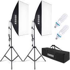 Photo 1 of Softbox Lighting Kit Photography Studio Light 2x50x70cm Professional Continuous Light System with E27 95W Bulbs 5500K Photo Equipment for Filming Model Portraits Advertising Shooting