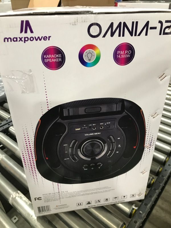 Photo 2 of Max Power DJ Speaker - MPD592-OMNIA 12 Portable Sound System -Bluetooth Multi LED Light Speaker Set Perfect for Indoor and Outdoor - PA Speaker System with Remote with Microphone