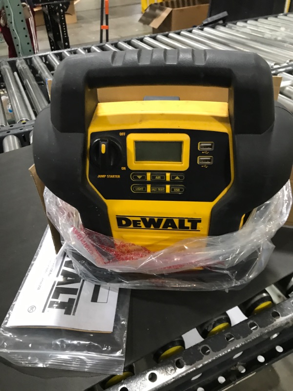 Photo 3 of DEWALT DXAEJ14-Type2 Digital Portable Power Station Jump Starter - 1600 Peak Amps with 120 PSI Compressor, AC Charging Cube, 15W USB-A and 25W USB-C Power for Electronic Devices 1600 Amps