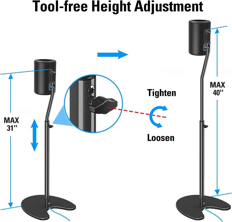 Photo 1 of (Speakers Not Included) Mounting Dream Height Adjustable Speaker Stands Mounts, One Pair Floor Stands, Heavy Duty Base Extendable Tube, 11 LBS Capacity Per Stand, MAX 40" Height Adjustment MD5401 