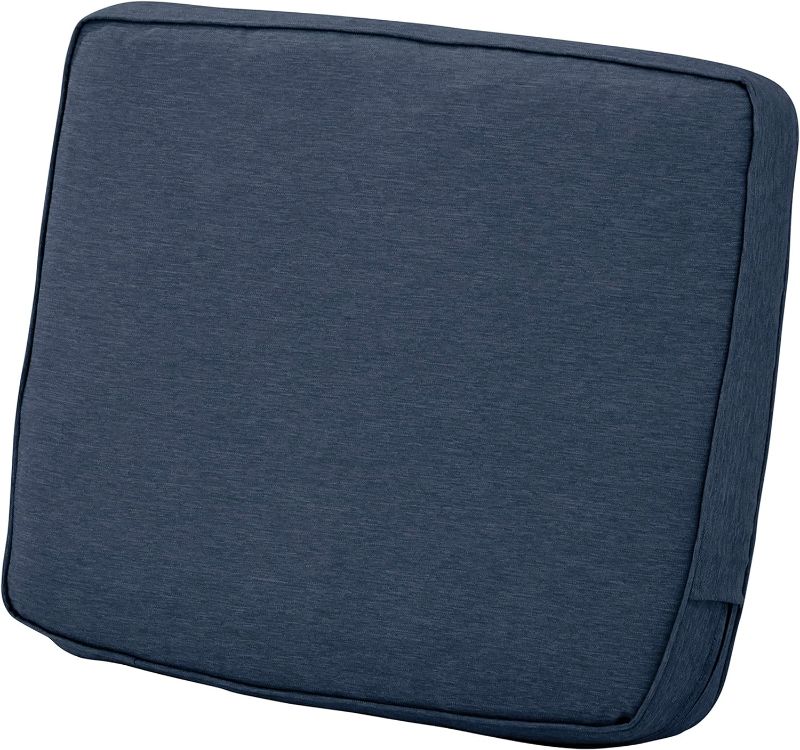 Photo 1 of 2 pack, Classic Accessories Montlake FadeSafe Water-Resistant 21 x 20 x 4 Inch Patio Lounge Back Cushion, Heather Indigo Blue