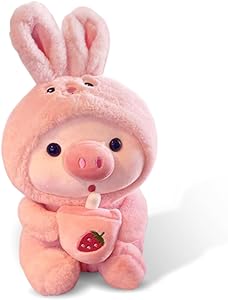 Photo 1 of Cute Piggie Plush Doll, Premium Cute Plushie Toy, Stuffed Animal Pet, Soft Animated Plush, 10”, Christmas, Fluffy Snuggle Pig (Pink)
