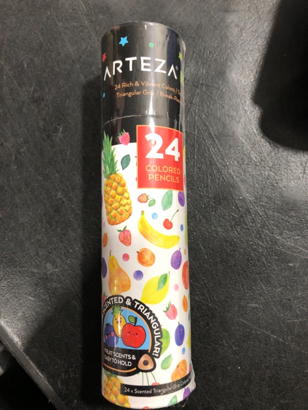 Photo 2 of Arteza Kids Scented Colored Pencils, Set of 24 Easy-to-Grip Pencil Crayons, Triangular Shape, Pre-Sharpened, Art and School Supplies for Arts and Crafts Time, Drawing, and Doodling