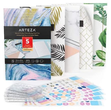 Photo 1 of ARTEZA Small Pocket Notebook Set, 5 Pcs, 5 x 8 inches