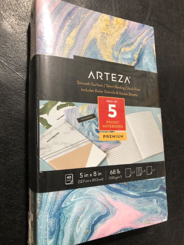 Photo 2 of ARTEZA Small Pocket Notebook Set, 5 Pcs, 5 x 8 inches