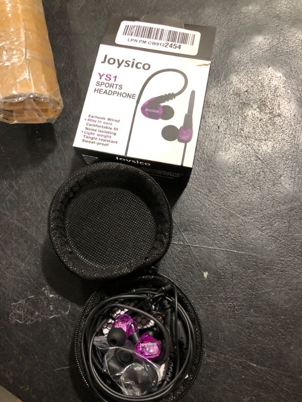 Photo 2 of Joysico Sport Headphones Wired Over Ear In-ear Earbuds for Kids Women Small Ears Comfortable, Earhook Earphones for Running Exercise Jogging, Ear Buds with Microphone and Volume for Cell Phones Purple