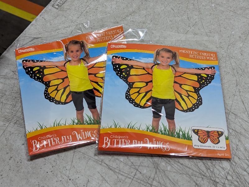 Photo 2 of 2pk - KANGAROO Monarch Butterfly Wings for Kid Costume Dress Up For Halloween