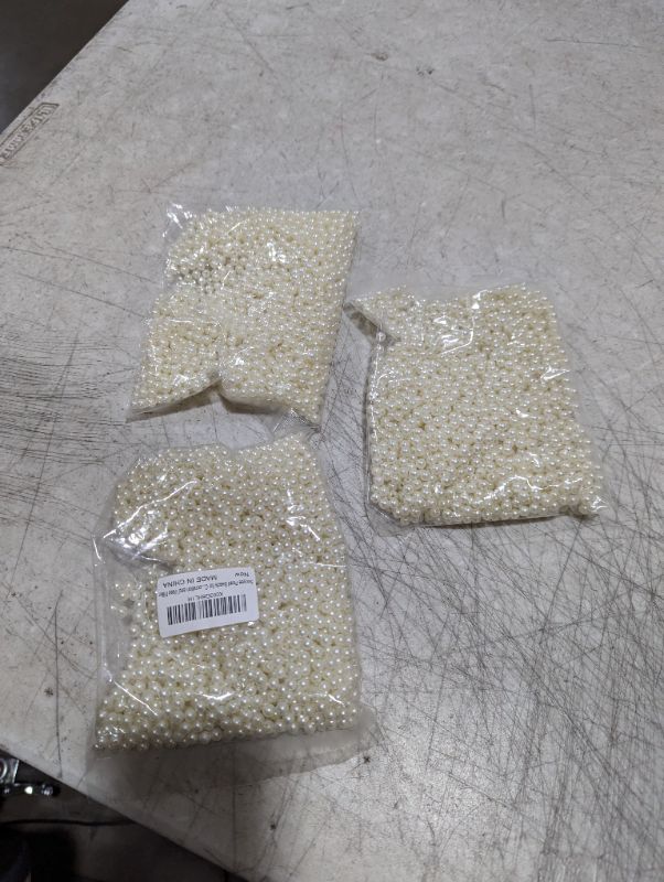 Photo 2 of 3pk - Sooyee Pearl Beads for Craft, 1500pcs Ivory Faux Fake Pearls, 6 MM Small Sew on Pearl Beads with Holes for Jewelry Making, Bracelets, Necklaces, Hairs, Crafts, Decoration and Vase Filler 6mm with hole Ivory