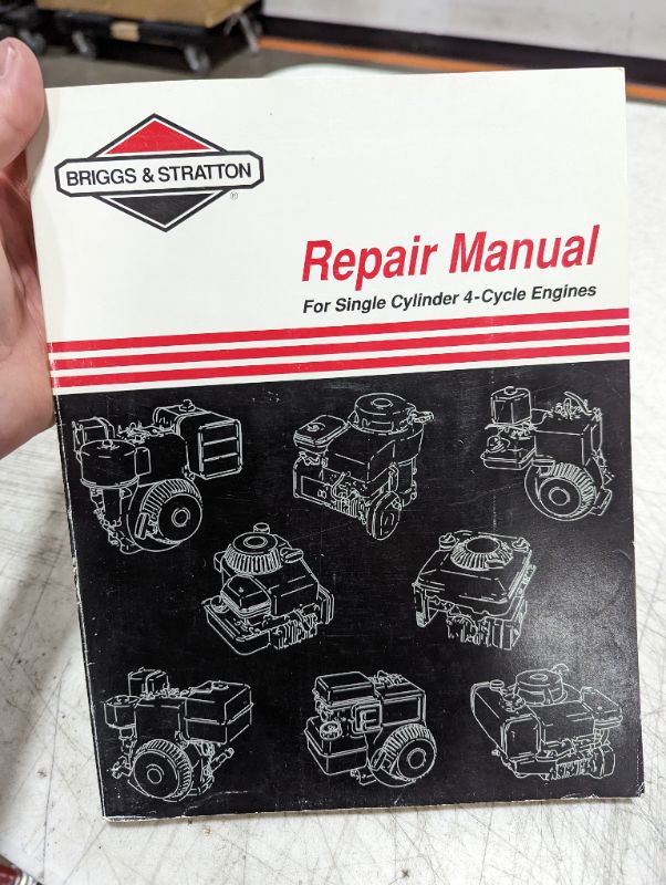 Photo 1 of 1992 BRIGGS & STRATTON Service Repair Manual, Single Cylinder 4 Cycle Engines PB
