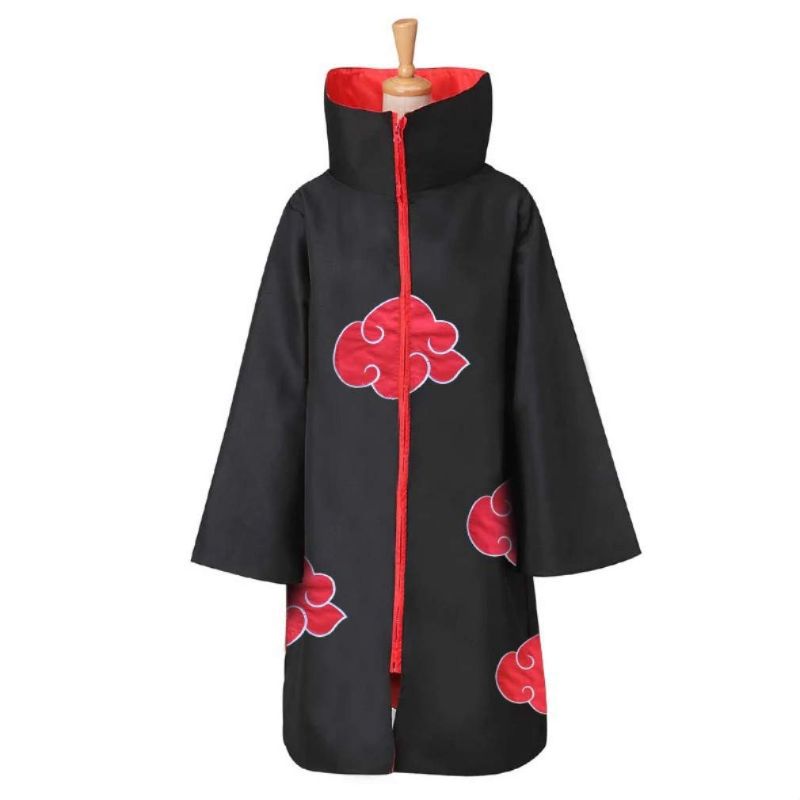 Photo 1 of Im.Create Unisex Ninja Long Robe Black Cloak Halloween Cosplay Costume For Women Red Clouds Black XXL XX-Large Black Stand Collar