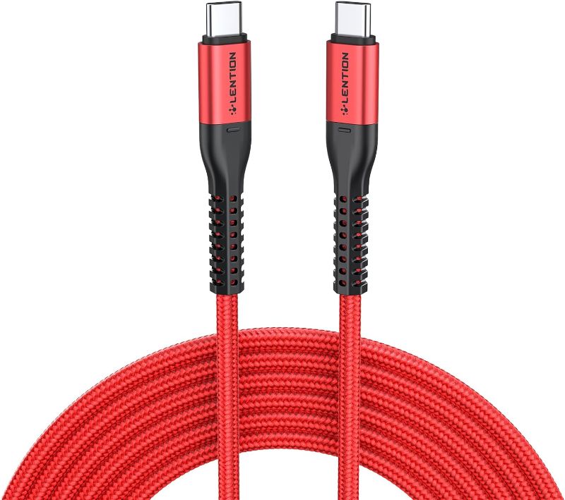 Photo 1 of LENTION USB C to USB C Cable 6.6ft 60W, Type C 20V/3A Fast Charging Braided Cord Compatible with iPhone 15/15 Pro/15 Pro Max, 2023-2016 MacBook Pro, New iPad Pro/Mac Air/Surface, More (Red)
