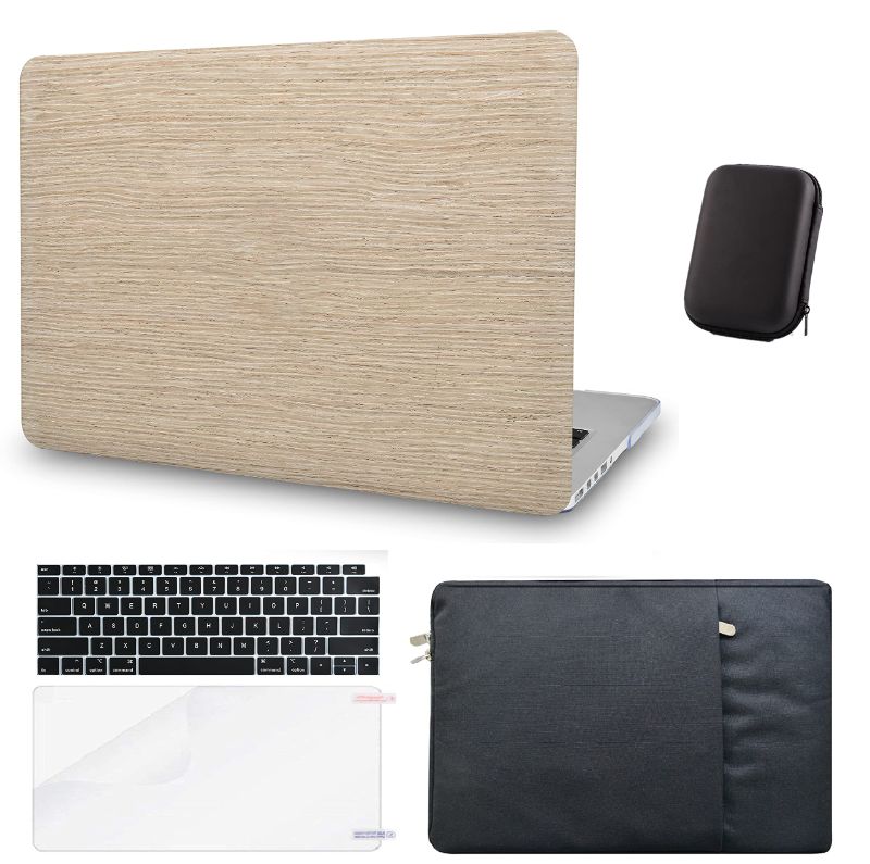 Photo 1 of KECC Compatible with MacBook Pro 13 inch Case A2159 A1989 A1706 A1708 Touch Bar ltalian Leather Hard Shell + Keyboard Cover + Sleeve + Screen Protector + Charging Bag (Wood Leather 5) A2159/A1989/A1706/A1708 Pro 13" 2020/19/18 Wood Leather 5+Charging Bag