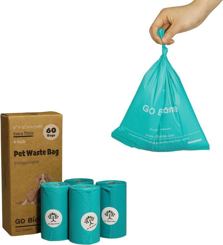 Photo 1 of 2 Pack Poop Bags | 8 Rolls/120 Count, Cornstarch Based | Extra Thicker, Leak Proof, Unscented | ASTM D6400 BPI Certified ? Green?
