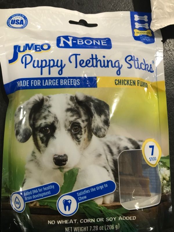 Photo 2 of N-Bone Jumbo Puppy Teething Sticks Chicken Flavor Dog Treats, 7.28-oz Bag