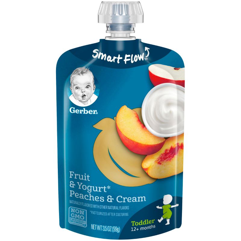 Photo 1 of (Pack of 12) Gerber Peaches & Cream Fruit & Yogurt Toddler Food, 3.5 Oz Pouches
Bb 2025