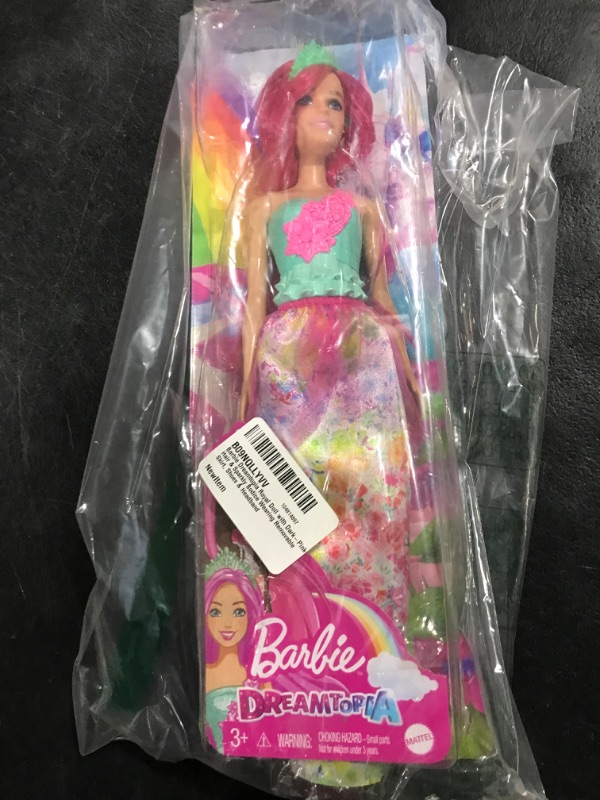 Photo 1 of Barbie Dreamtopia Royal Doll with Dark-Pink Hair & Sparkly Bodice Wearing Removable Skirt, Shoes & Headband Modern2 Multicolor