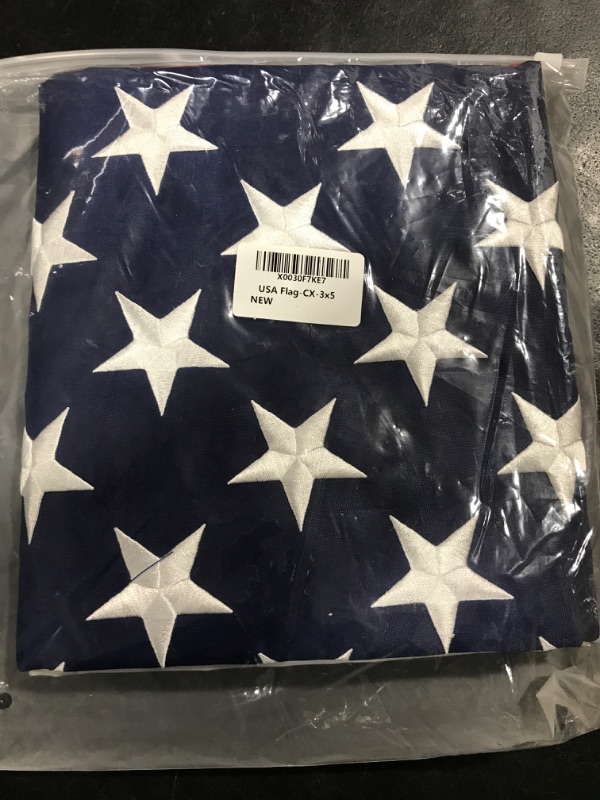 Photo 3 of 3X5 American Flag Outdoor with Embroidered Stars - Heavy Duty Nylon US Flags With Brass Grommets And Sewn Stripes, Vivid Color United States Flags